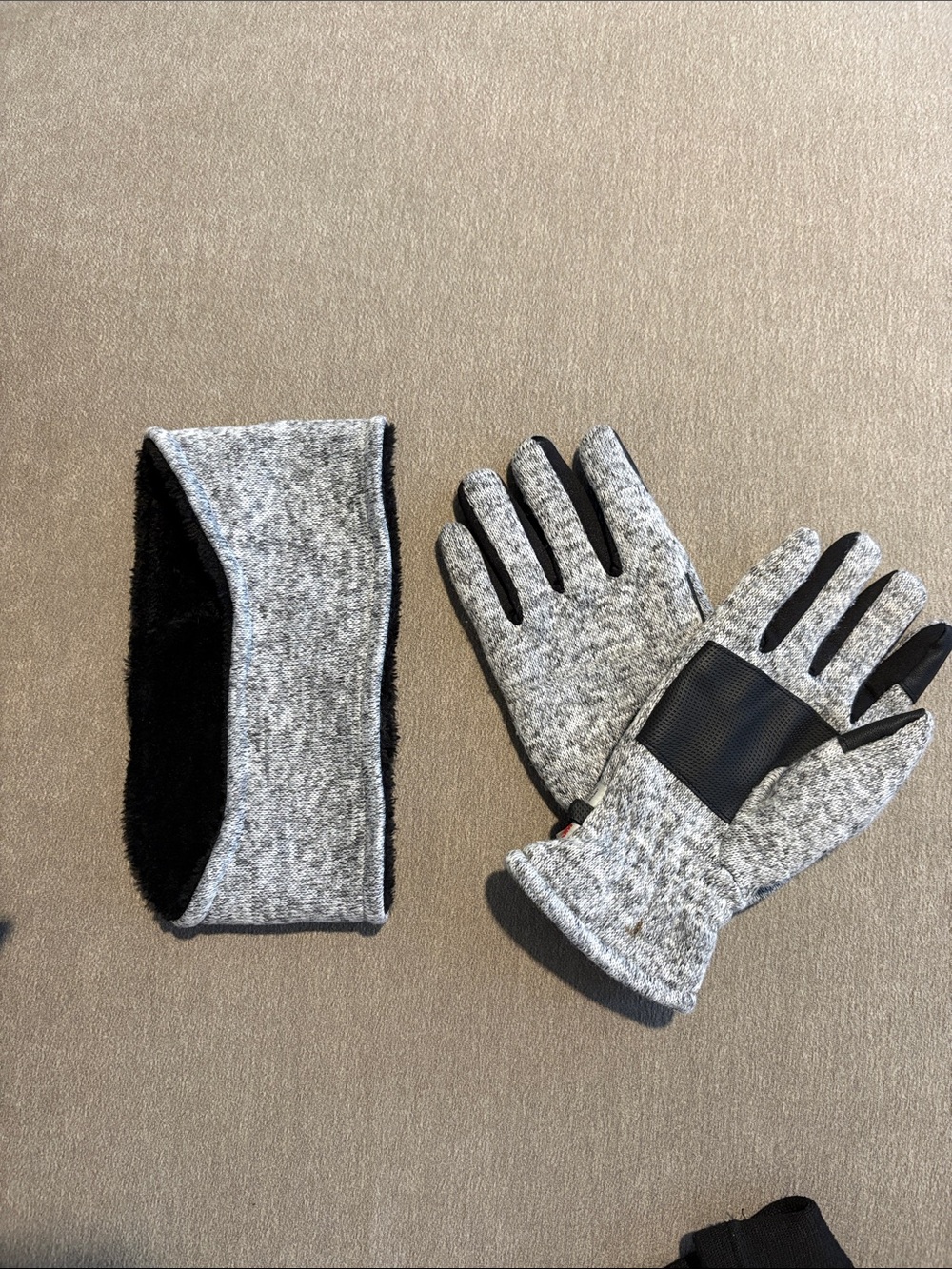 Women's Heather Gray Knit Headband and Touchscreen Gloves Set